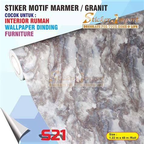 Sticker Import Stiker Marmer Marble Glossy Tebal Pelapis Meja Kayu