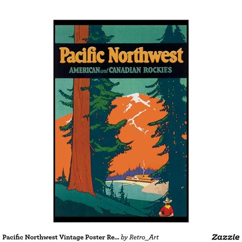 Pacific Northwest Vintage Poster Reproduction Tourism Poster Retro