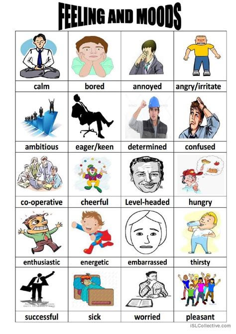 Feelings And Moods Vocabulary Flashc English Esl Worksheets Pdf And Doc
