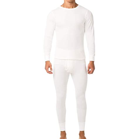 men s cotton waffle knit thermal underwear stretch shirt and pants 2pc set white l walmart