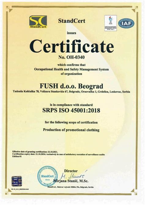 Our Iso Certificates European Clothing Manufacturer