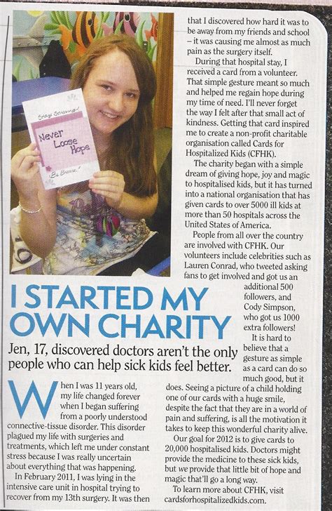 Business newspapers, science and technology news). Magazines - Cards for Hospitalized Kids