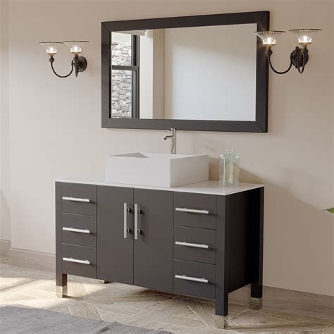 Undermount sink sizes undermount rectangular sinks commonly used in bathroom vanities and countertop sinks might vary from 16 to 24 inches in width and from 12 to 18 in depth. 48 inch Complete Espresso Square Vessel Sink Bathroom ...