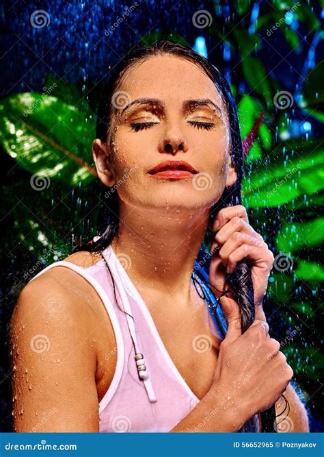 Wet Woman With Water Drop Stock Image Image Of Clean 56652965