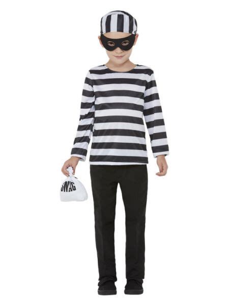 Kids Convict Robber Fancy Dress Costume