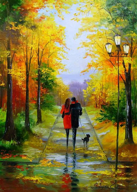 A Walk In The Early Autumn Painting By Olha Darchuk