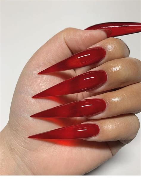 Very Long Red Nails Long Red Nails Red Acrylic Nails