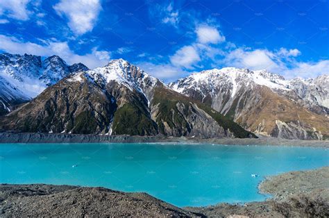 Glacier Lake With Turquoise Blue Water And Mountains Landscape ~ Nature