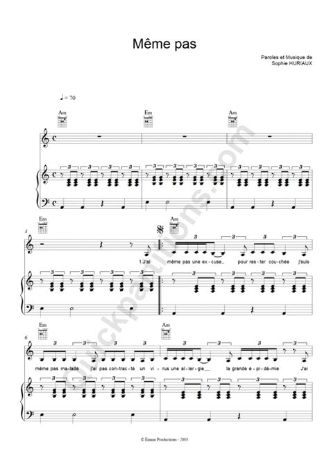 Partition piano Même Pas - La grande Sophie (Partition Digitale)
