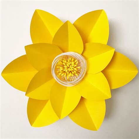 SVG PNG DXF Petal #2 Paper Flower Template with Base and Flat Center