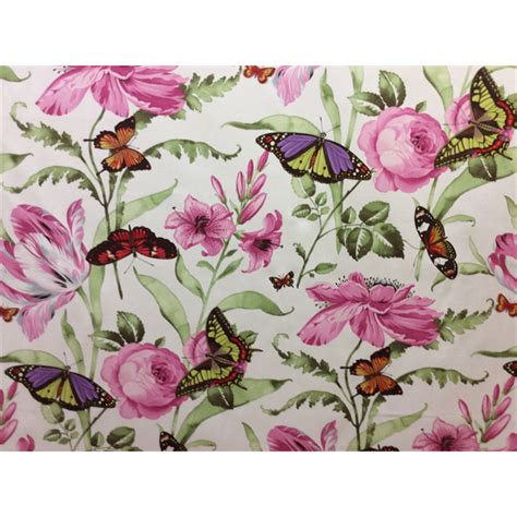 This Is A Pretty Pink Purple And Green Floral And Butterfly Cotton