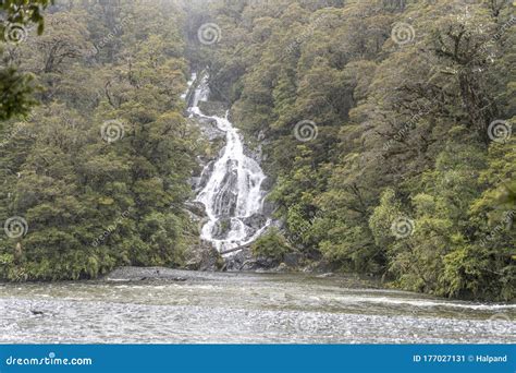 Fantail Falls On Haast River West Coast New Zealand Stock Image