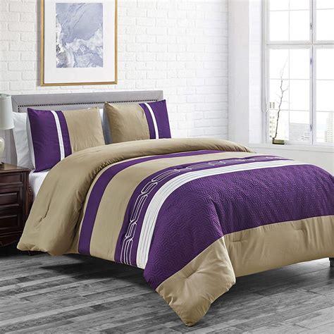 Dark Purpletaupe Goose Down Alternative Comforter Set Queen Size