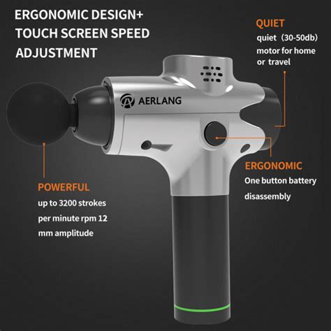 Aerlang Handheld Percussion Massage Gun Deep Tissue Noiseless Massager For Sore Muscle And