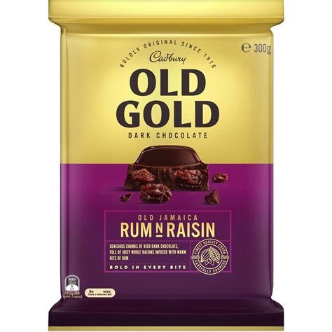 Cadbury Old Gold Dark Chocolate Old Jamaica Rum N Raisin Block 300g