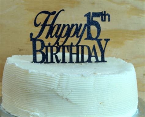 Happy 15th Birthday Cake Topper 1pc Glitter Cake Topper Etsy