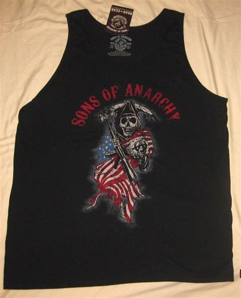 Sons Of Anarchy Reaper Logo And Flag Tank Top Officially Licensed Soa