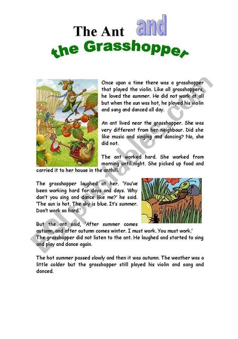 Maycintadamayantixibb Ant And The Grasshopper Story In English