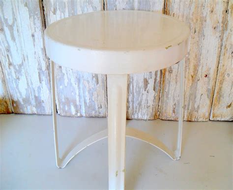 Vintage Metal Chippy White Milking Stool Haute Juice