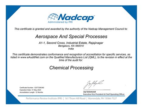Certificates Aerospace And Special Processes