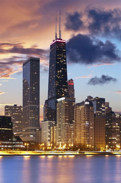 Chicago Skyline At Sunset Illinois Chicago Travel Chicago
