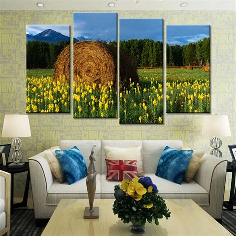 Drop Shipping 4 Pieces Frameless Wall Art Canvas Painting Modern Cole