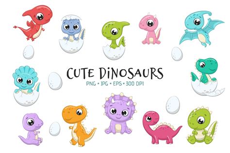 Cute Baby Dinosaurs Png Eps  300 Dpi 957307 Illustrations
