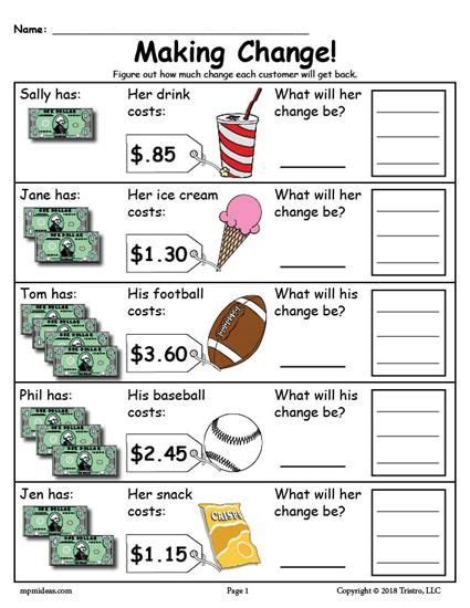 Learn how to make money as a proofreader. Printable Making Change Money Worksheets - 2 Versions | Money worksheets, Learning money, Making ...