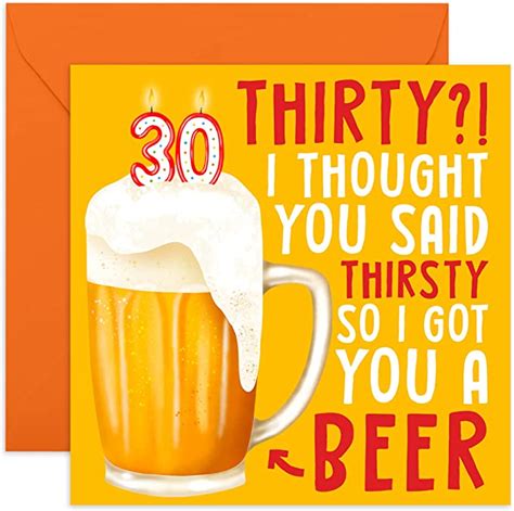 Amazon Com CENTRAL Funny Birthday Card For Dad Thirty Thirsty Beer Cheeky Birthday