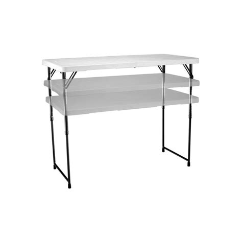 Lifetime 4 Ft Adjustable Height Fold In Half Table White 4428