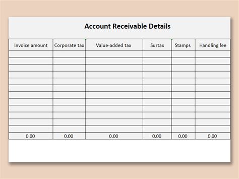 Excel Of Account Receivable Detailsxlsx Wps Free Templates