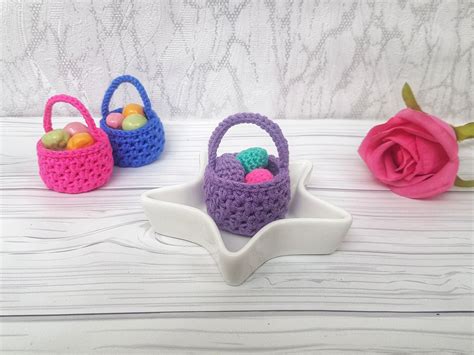 Free Crochet Pattern Easter Basket With Easter Crochet Eggs As Etsy