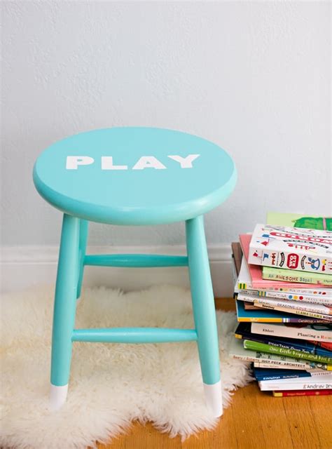 easy diy painted childrens stool  stenciled letters