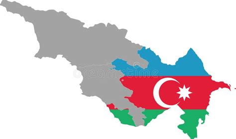 Map Of Azerbaijan With National Flag Stock Vector Illustration Of
