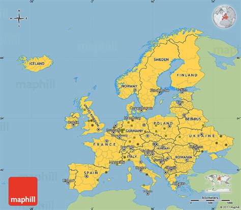 Savanna Style Simple Map Of Europe Single Color Outside
