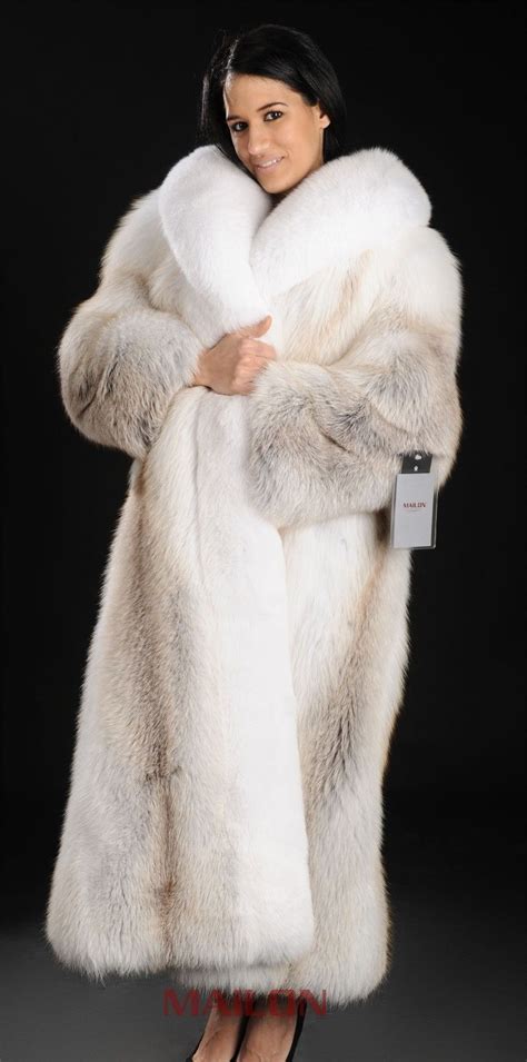 Saga Royal Golden Island Shadow Full Length Fox Fur Coat With White Fox Collar And Tuxedo White