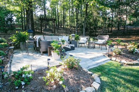 Beautiful Stone Patio Surrounded In A Unique Shade Garden Garden Oasis