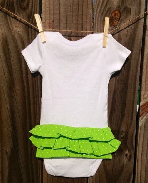 Super Cute Ruffled Bottom Onesie Green And White By SDKCreations 17