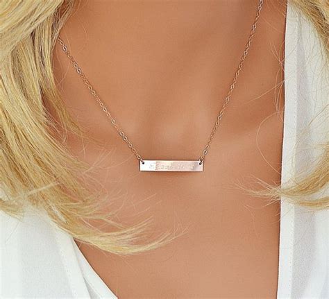 14k Gold Bar Necklace Personalized Necklace Custom Name Necklace Bar Monogram Personalized