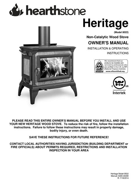 Hearthstone Heritage 8022 Owners Manual Pdf Download Manualslib