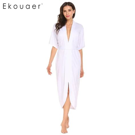 Buy Ekouaer Women Sexy Nightgown Nightwear Deep V Neck Batwing Short Sleeve
