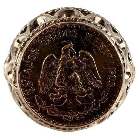 Dos Pesos 1945 Coin Ring 14kt Yellow Gold Mexico Coin Ring For Sale At