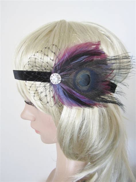 Vintage Inspired 1920s Purple Feather Flapper Headband Ebay