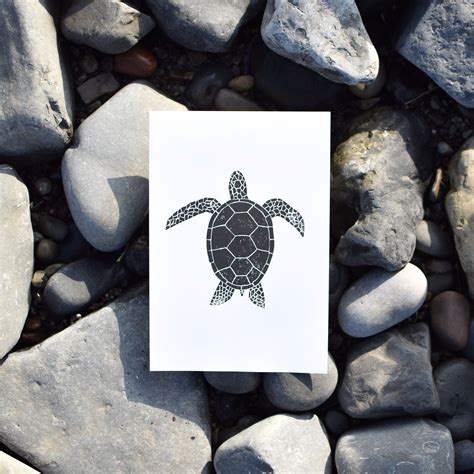Turtle Lino Print Original Handmade Art Eco Friendly Ocean Etsy UK