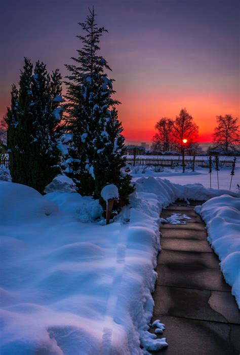 Winter Sunset By Kannappan Sivakumar 500px Resimler Manzara Kış