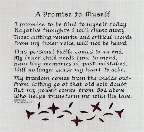 A Promise To Myself Original Poem By Nancy Marthaler To Purchase A