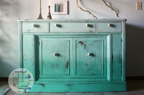 The Turquoise Iris ~ Furniture And Art Ombre Buffet In Shades Of Green