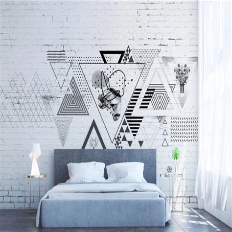 Custom Mural Wallpaper Brick Wall Effect Geometric Shapes Bvm Home
