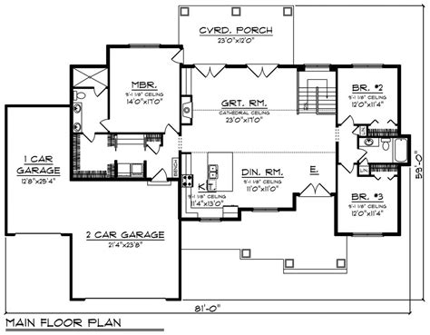 Craftsman Style House Plan 3 Beds 2 Baths 1921 Sqft Plan 70 1479