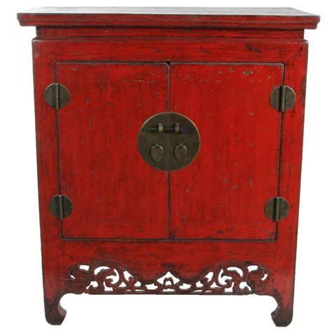 Asian Jewelry Armoire Antique Chinese Traditional Red Armoire